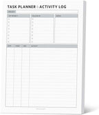 Task Planner & Tracker 8.5 x 11 Tear-Off 70 Sheet Planner Pad – Project Organizer with Time Log, Top Priority, Follow-Up – Notepad for Home & Office (White, Classic, 1 Pack)