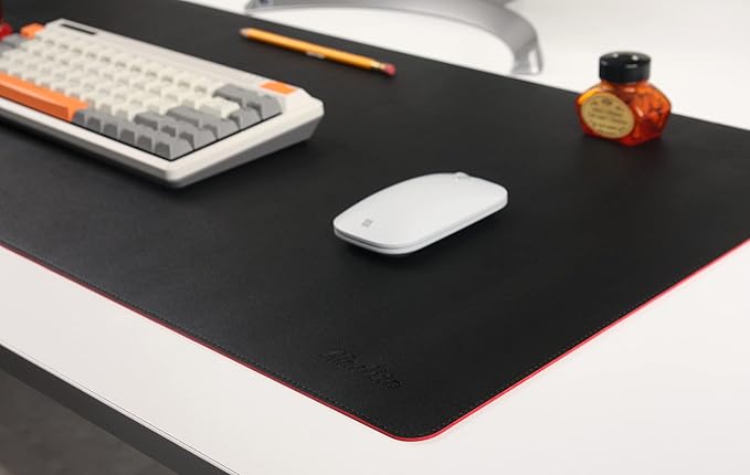 NODITO Dual-Sided Leather Desk Pad,Blotter for Laptop Computer,Mouse Pad,Writing,Drawing,Arts and Craft Mat (17"x24", Black/Red)