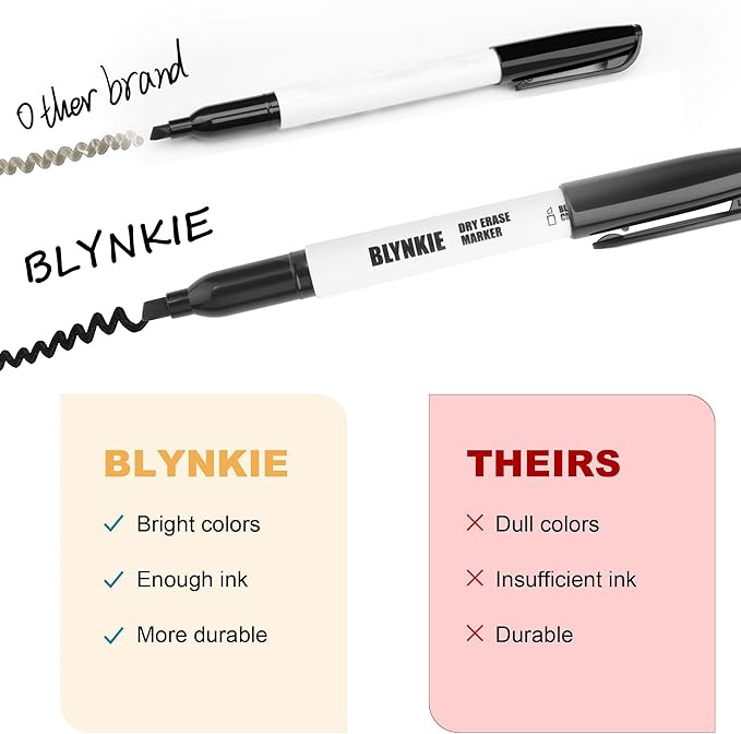 Blynkie Dry Erase Markers Bulk Pack of 102 Chisel Tip Black Whiteboard Markers, Low Odor Suitable for School Office and Home