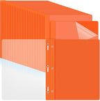 Feifeiya 48 Pack Plastic Report Covers with 3 Prongs Presentation Folders Bulk, 100 Sheet Capacity, Clear Front Report Covers for Presentation Document Paper School Office Supplies (Orange)