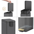 Mbillion Bathroom Trash Can with Lid-Stainless Steel Step Slim Garbage Can-Metal Wastebasket-10L/2.6 Gallon Rectangle Pedal Trash Bin for Narrow Office, Kitchen, Bedroom, Toilet-Soft Close, Grey