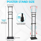 Noliven 4 PCS Adjustable Poster Stand, 43"-83" Adjustable Metal Sign Holder for Display, Double-Sided Freestanding Pedestal Sign Stand, for Restaurants, Parties, Cinemas and Outdoor, Black