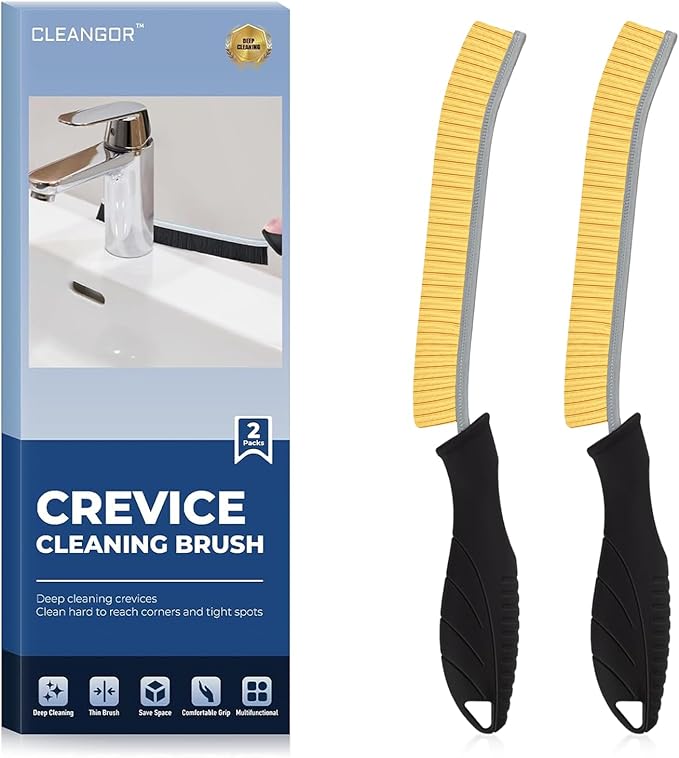 CLEANGOR Crevice Cleaning Brushes, Cleaner Scrub Brush Tool for Hard to Reach Tight Space, Home Essentials, Cleaning Supplies for Shower, Bathroom, Kitchen, Toilet, Window