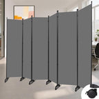 Room Divider (6 Panel) Wall Divider for Room Separation, 132 inch Wide Portable Privacy Screens W/Wheels, Metal Frame Freestanding Room Separators 5.6FT Room Partitions and Dividers