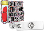 Sixrip Without The Lab You‘re Only Guessing Badge Reel Retractable Glitter Badge Reel with Alligator Clip, Funny Badge Holder Gift for Lab Tech Doctor Nurse Phlebotomist Scientist Medical Laboratory