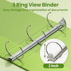SUNEE 3 Ring Binder 2 Inch 1 Pack, Clear View Binder Three Ring PVC-Free (Fit 8.5x11 Inches) for School or Office Supplies, Tender Green