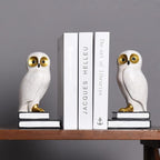 Kakizzy Book Ends for Shelves, Owl Decorative Bookends Bronze Bird Book Stopper Unique Kids Book Holders with Anti-Slip Base Luxurious Bookends for Kids Rooms Office Home Decor(White)