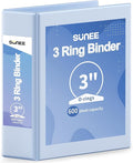 SUNEE 3 Ring Binder 3 Inch 1 Pack, Clear View Binder Three Ring PVC-Free (Fit 8.5x11 Inches) for School or Office Supplies, Haze Blue