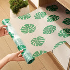 Monstera Shelf Liner for Drawers and Cabinets - Non Adhesive Waterproof Washable Cabinet Liner, Decorative Tropical Leaves Contact Paper for Kitchen Shelves, Pantry, Closet, Fridge