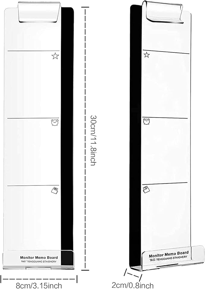Multifunction Computer Monitor Memo Board - Transparent Computer Side Panel Memo Creative Monitor Side Panel with Phone Holder Suitable for Office Home Desktop，Left and Right (4pcs)