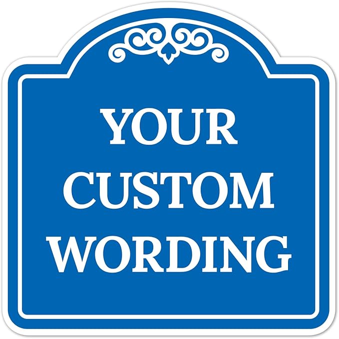 Custom Decorative Sign, Personalized Metal Sign for Business, Driveway, Home, Airbnb, Office Door Plaque, Blue Background, 18x18 Inches, ACM, Fade Resistant, Made in USA