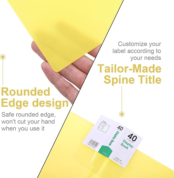Phyxin Portfolio Binder, 60-Pocket Portfolio Folder 8.5" x 11", Displaying 120 Page Binder with Plastic Sleeves, Plastic Folders for Women & Men, Students, Teachers, Yellow