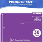 File Folder, HERKKA 30 Pack 1/3 Cut Tab File Folders, File Folders Great for Organizing and Filing, Letter Size, Purple