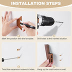 VIS'V Walnut Wall Hooks, Wall Mount Wooden Coat Hooks for Entryway Cubicle, Brown, 4 Pcs
