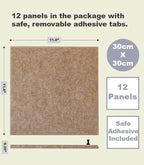 DECORITA Felt Wall Tiles | Large Cork Board Alternative | Aesthetic Felt Bulletin Board for Office, Home & Classroom | Large Cork Boards for Walls Pinboard (12-Pack) | Suntan
