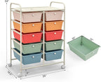 GLACER 10 Drawer Rolling Cart, Storage Cart with Lockable Whieels & Metal Frame, Trolley for Art Craft Oganizer, Mobile Utility Cart for Office, School, Classroom, Kitchen (Multicolor)