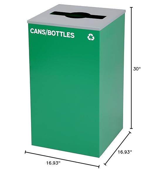 Alpine Mixed Lid Industries 29 Gallon Sturdy Steel Cube Recycling Container, Square Opening - 3 Color Cans Available Sold Separately (Lid Mixed Opening)