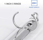 3 Ring Binder 1 Inch, ViVin Sturdy 1"-Round Ring Binder with 2 Interior Pockets, Clear View Cover, PVC-Free, Fits 200 Sheets of 8.5'' x 11'' Paper, Office Home School (12 Pack, White)