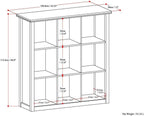 SIMPLIHOME Artisan Bookcase - 43 inch Tall 9-Cube Solid Wood Cube Organizer in Distressed Grey, Transitional Storage Bookcase for Living Room, Study Room or Office with Fixed Shelves and Tapered Legs