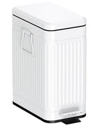 GibHerz Small Trash Can with Lid Soft Close-10L/2.6 Gal Stainless Steel Outdoor Dog Poop Garbage Can-Metal Waste Bins with Pedal for Bathroom Bedroom Office-White