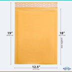 Kraft 12.5x19.5 Large Bubble Mailers #6 | Self Seal Padded Envelopes | Air Lined Cushioned Yellow Bubble Mailer | Usable Size 12.5x18 | 50 Pack Bulk | Lightweight shipping Bags | Made in USA