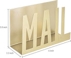 MyGift Mail Holder Organizer Countertop Modern Brass Metal with Cutout MAIL Lettering Design, Office Desktop Envelope and Document Storage Rack