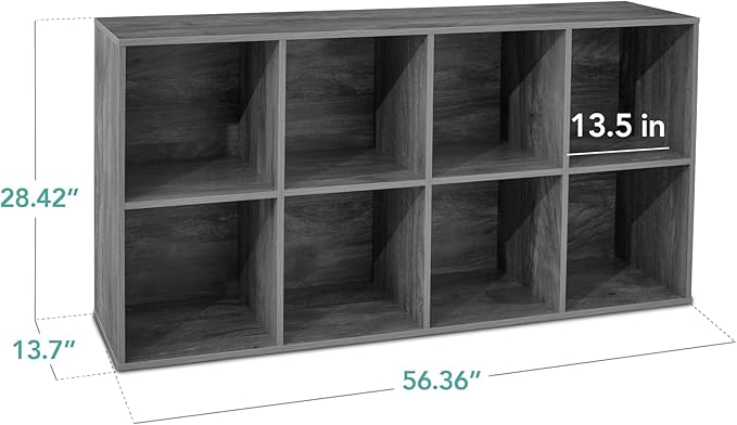 Best Choice Products 8-Cube Storage Organizer, 13.5in Shelf Opening, Bookcase, Display Shelf, Customizable w/ 2 Removable Back Panels – Dark Gray
