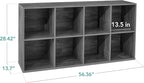 Best Choice Products 8-Cube Storage Organizer, 13.5in Shelf Opening, Bookcase, Display Shelf, Customizable w/ 2 Removable Back Panels – Dark Gray
