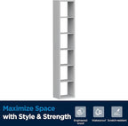 Jpiziso 6 Cube Storage Organizer Single Row, Cube Shelf with Heavy-Duty Thick Boards, 13.31" L x 9.37" W x 72.36" H, Smooth Easy-Clean Panels, Simple Assembly, for Living Room Bedroom Office, White