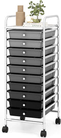 GLACER 10 Drawers Rolling Cart, Storage Cart with w/Removable Drawers & Steel Frame, Utility Mobile Trolley w/Universal Casters & 2 Brakes, Organizer Cart for Home, School, Office (Gradient Grey)