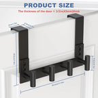 PMMASTO Over The Door Hooks, Fits 1-3/4" Thick Door No Drill Hooks for Closet Bathroom Bedroom Organization, Hanger for Coat Towel Robe (Black, 4 T-Hooks)