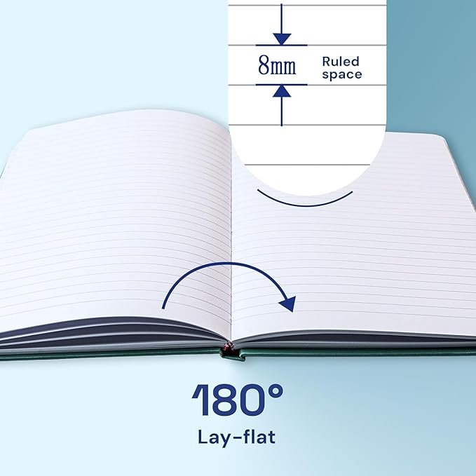 ONAVIA A4 Lined Journal Notebook, 8mm Ruled Notepad, Journaling for Writing, Work, School, Travel and Note Taking, Hardcover 160 Pages (80 Sheets) 8.27 x 11.6 inches (3 Pack Midnight Green)