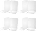 VFINE Bookends 4 Pairs, White Metal Book Ends, Bookends for Shelves, Book Stopper for Heavy Books, Book Dividers for Home Office