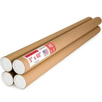 Paclord 3" x 48" Heavy-Duty Reinforced Cardboard Mailing Tube, Pack of 4 Tubes with 8 Caps – Secure USPS Approved – Great for Shipping and Storing of Prints, Artwork, Posters or Documents