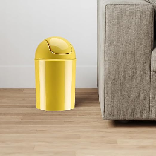 Umbra 1.25 Gallon Mini Waste Can with Removable Swing-Top Lid - Small Garbage Bin for Kitchen, Bathroom, Bedroom, Office - Compact Trash Can Fit Under Tables & Counters - Yellow