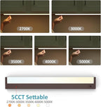 Leetdud LED Under Cabinet Lighting Hardwired or Plug in, 24 Inch 12W, Dimmable 5 Color 2700K/3000K/3500K/4000K/5000K, Linkable Eyes Care Design Counter Lights for Kitchen, Sink, ETL Listed, Bronze