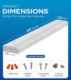24 Inch Hardwired Under Cabinet Lights, 2 Colors - 3000K (Soft White) & 4000K (Cool White), Led Under Cabinet Lighting Hardwired, Dimmable Under Counter Lights for Kitchen, Under counter Light Fixture