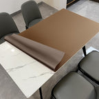 Zinkooat Leather Table Cover,1.8mm Thick,42x90 Inch Table Protector,Table Protector for Dining Room Table,Dining Table Cover,Table Cover Protector.(Mud Color+Champagne Gold,42x90)