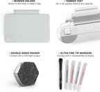 TOWON Small Glass Dry Erase Board, Desk White Board with Standing, Mini Whiteboard Easel Pad Set, Stenography Artifact for Office, Home and School Supplies, 8 x 6 Inches, Gray