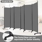Room Divider (6 Panel) Wall Divider for Room Separation, 132 inch Wide Portable Privacy Screens W/Wheels, Metal Frame Freestanding Room Separators 5.6FT Room Partitions and Dividers