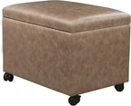 Joveco 24" Linen Storage Ottoman Bench with Wheels, Rectangle Foot Rest Stool for Living Room, Bedroom, Entryway, Earthy Light Brown Veining