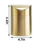 Chemlliy Stainless Steel Trash Can with Swing Lid, Mini Countertop Trash Bin Bathroom, Golden Desktop Garbage Cans Tiny Kitchen Waste Bins with Trash Bag