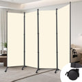 Room Divider (4 Panel) Wall Divider for Room Partition, 88 inch Metal Frame Wide Portable Privacy Screens W/Wheels, Freestanding Room Separators 5.6FT Room Divider Panel