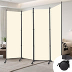 Room Divider (4 Panel) Wall Divider for Room Partition, 88 inch Metal Frame Wide Portable Privacy Screens W/Wheels, Freestanding Room Separators 5.6FT Room Divider Panel