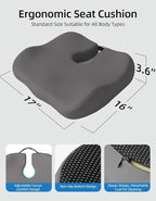 Extra-Dense Seat Cushion for tailbone pain relief ，Ergonomic seat cushions for office chairs，sciatica pain relief pillow , pressure relief Seat Cushion, office chair cushion，car seat cushion-Grey
