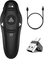 Presentation Clicker, Rechargeable Pointer, 2-in-1 USB Type C Powerpoint Clicker, Clicker for Powerpoint Presentations Slide Advancer, Presentation Clicker Wireless Presenter Remote Clicker