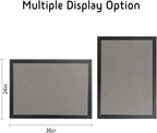 Bulletin Board 36 x 24 Inch, 100% Wood Framed Canvas Cork Board with Grey Fabric, Wall Mounted Notice Board for Home Office School
