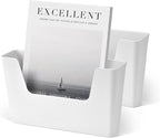 YOHOM No Drilling File Holder Wall Mails Magazines Organizer Adhesive Door Mount, Single Pocket, (White 1) (WHITE, 2 PCS)