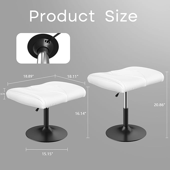 VECELO Foot Rest Under Desk Ottoman, PU Height Adjustable Footrest with Comfort Padding, Leg Rest for Desk for Relieving Leg Pain, Stiffness, and etc, Black