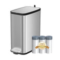 KdbK Stainless Steel Bathroom Trash Can with Lid Soft Close,1.6 Gallon Slim Garbage can,Small Metal Step Wastebasket for Office, Bedroom, Toilet, Live Room